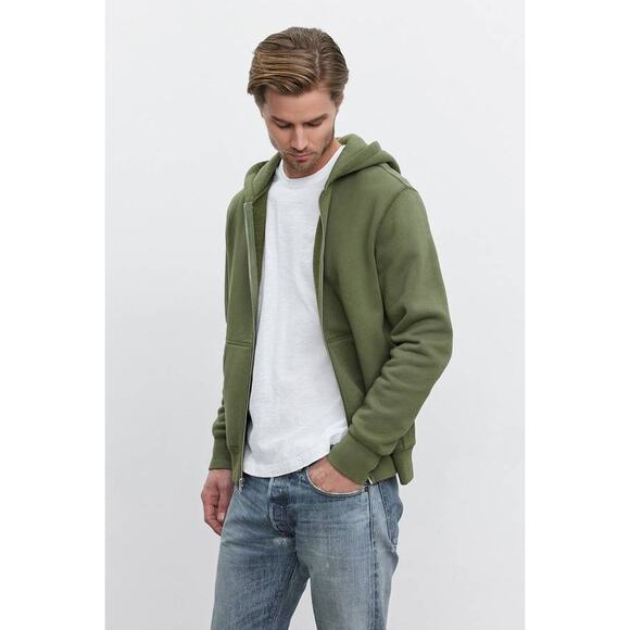 Velvet by Graham & Spencer Mens Ren Zip up Hoodie in Fern L - Picture 3 of 5